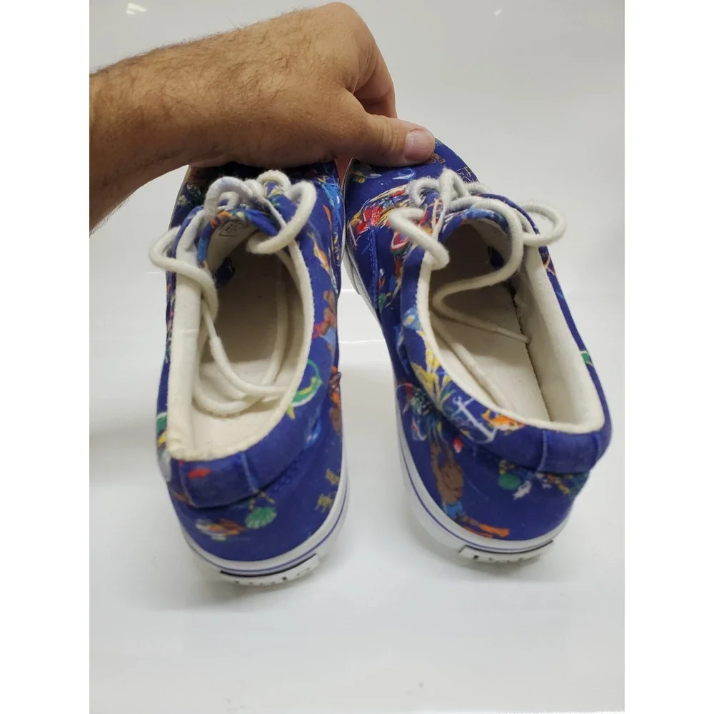 Polo Ralph Lauren Kids Keaton Sneakers Blue Ocean Graphic Bearwiian Boys Sz 5